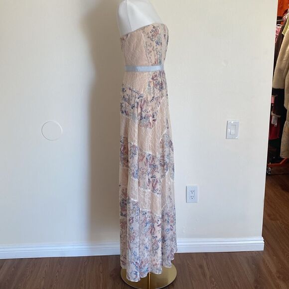 BCBGMAXAZRIA Elle Strapless Floral Print and Lace Gown Size 4 - Picture 8 of 16